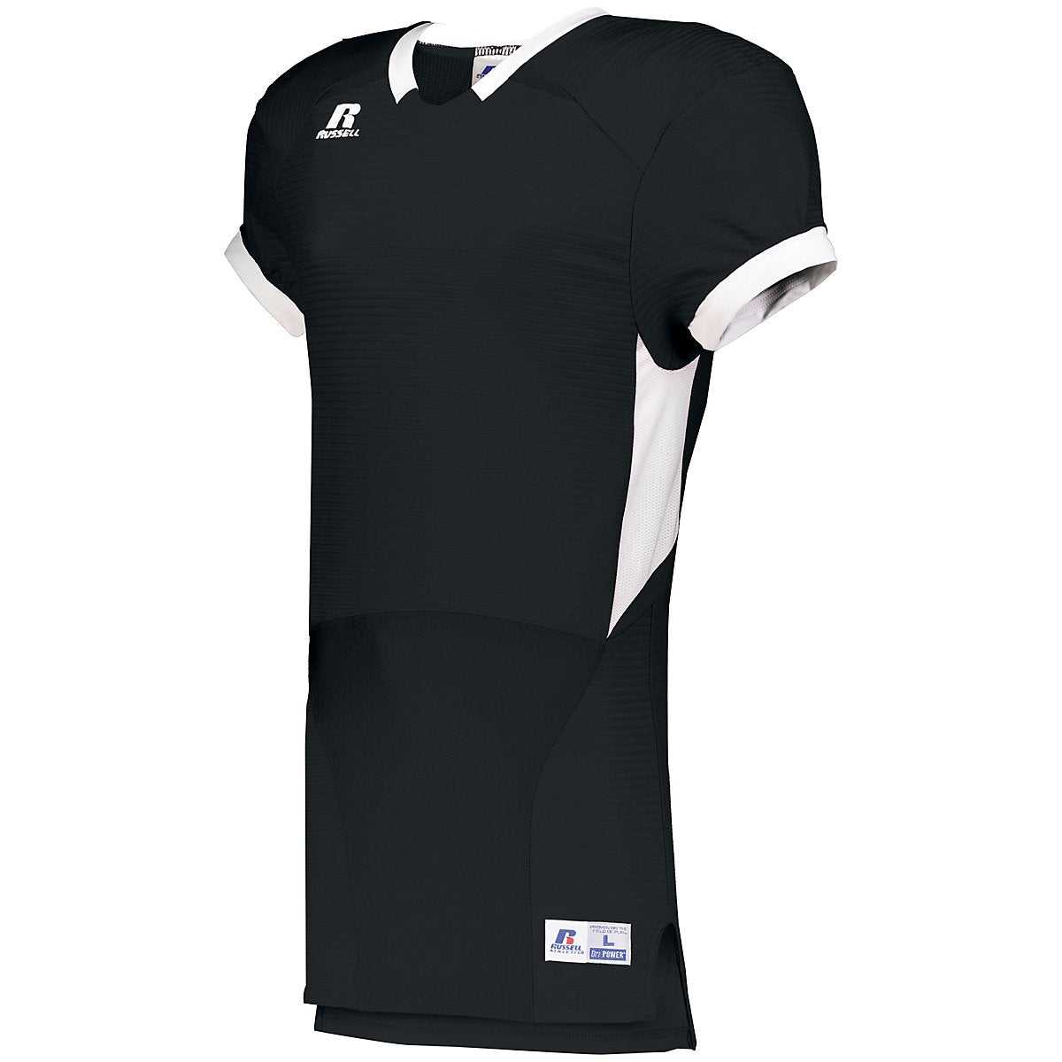 Russell S65XCS Color Block Game Jersey - Black White - HIT a Double