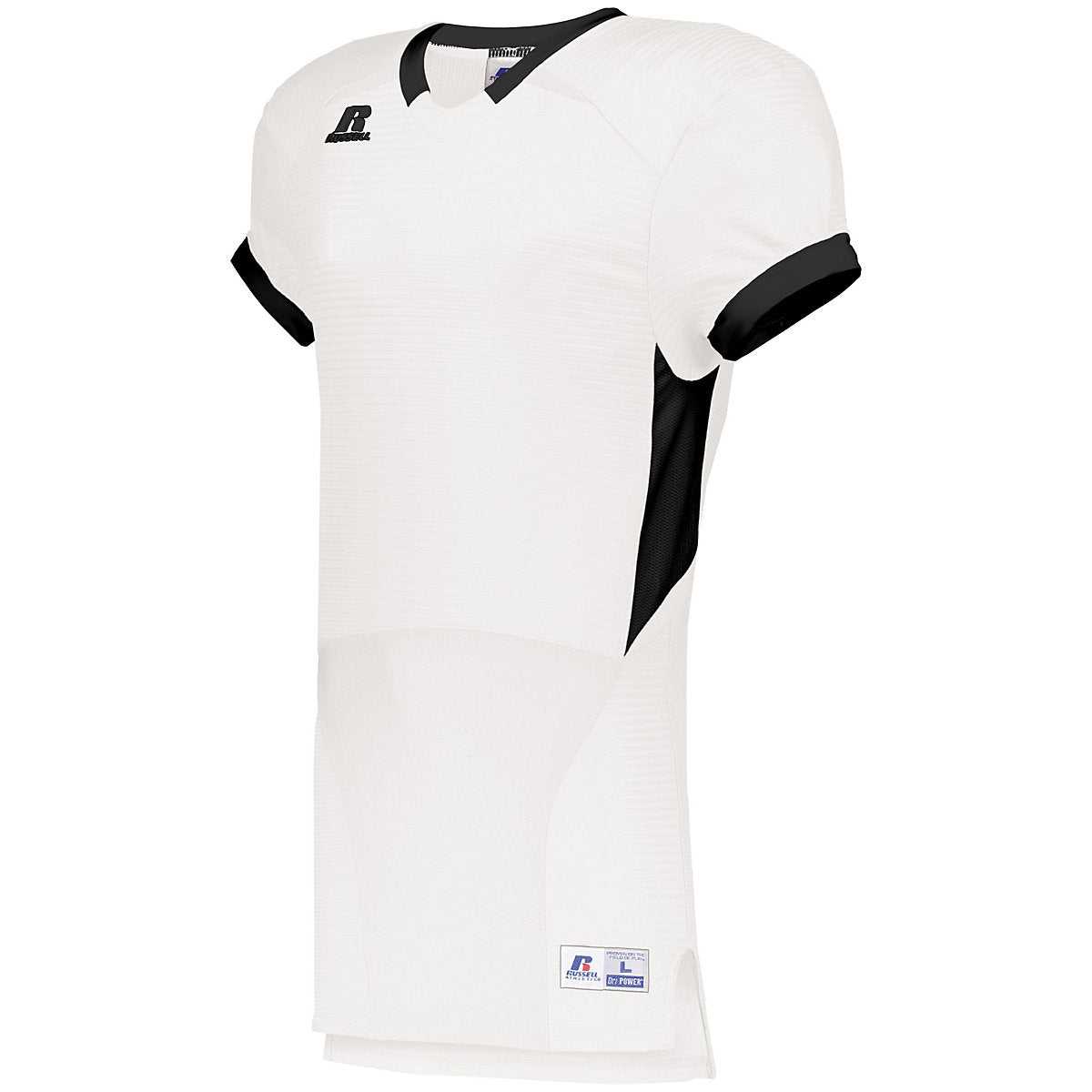 Russell S65XCS Color Block Game Jersey - White Black - HIT a Double