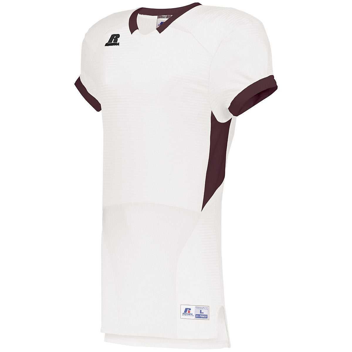 Russell S65XCS Color Block Game Jersey - White Maroon - HIT a Double