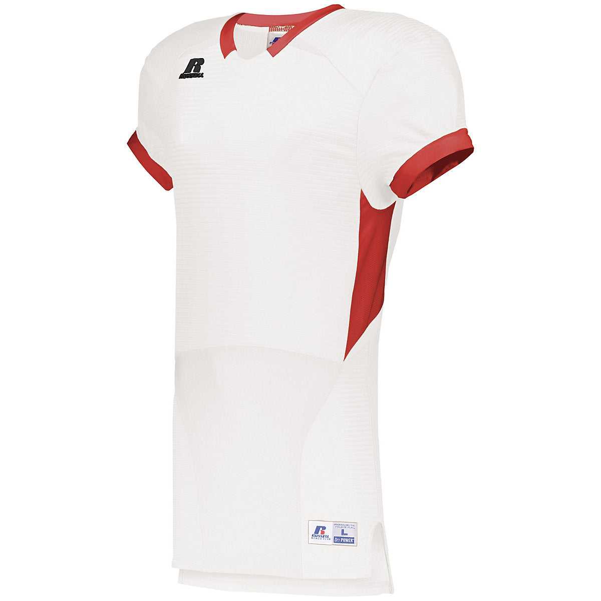 Russell S65XCS Color Block Game Jersey - White True Red - HIT a Double