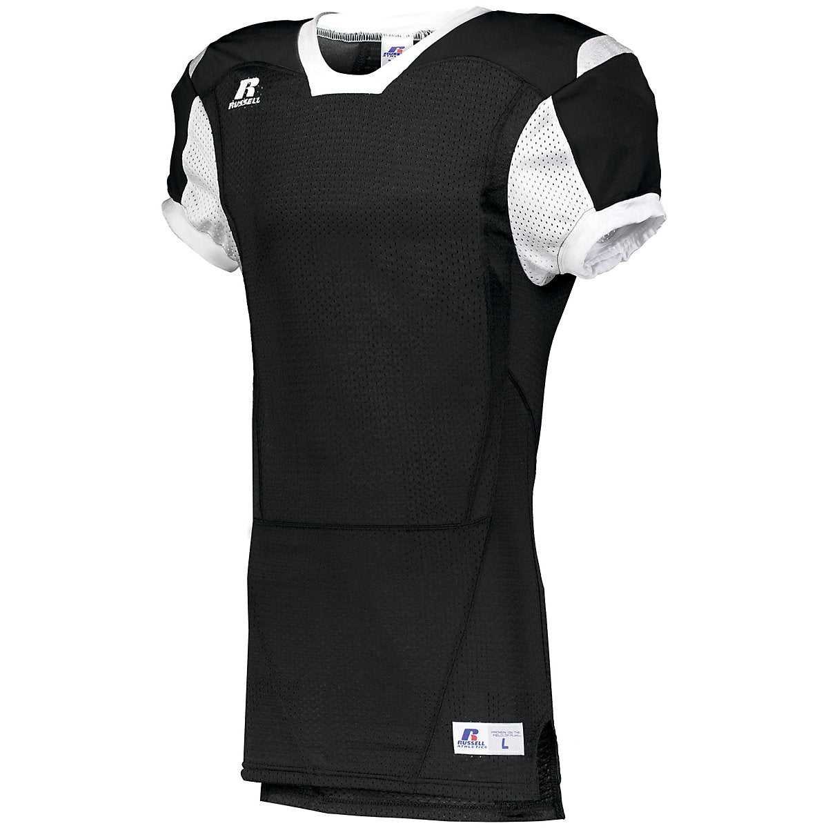 Russell S6793M Color Block Game Jersey - Black White - HIT a Double