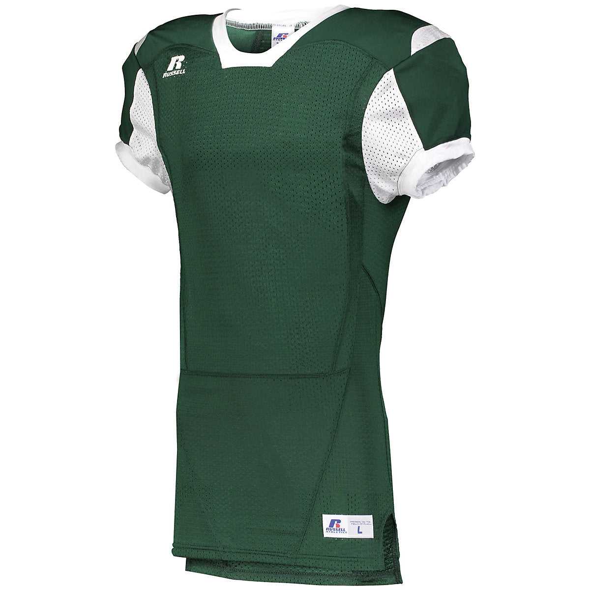 Russell S6793M Color Block Game Jersey - Dark Green White - HIT a Double