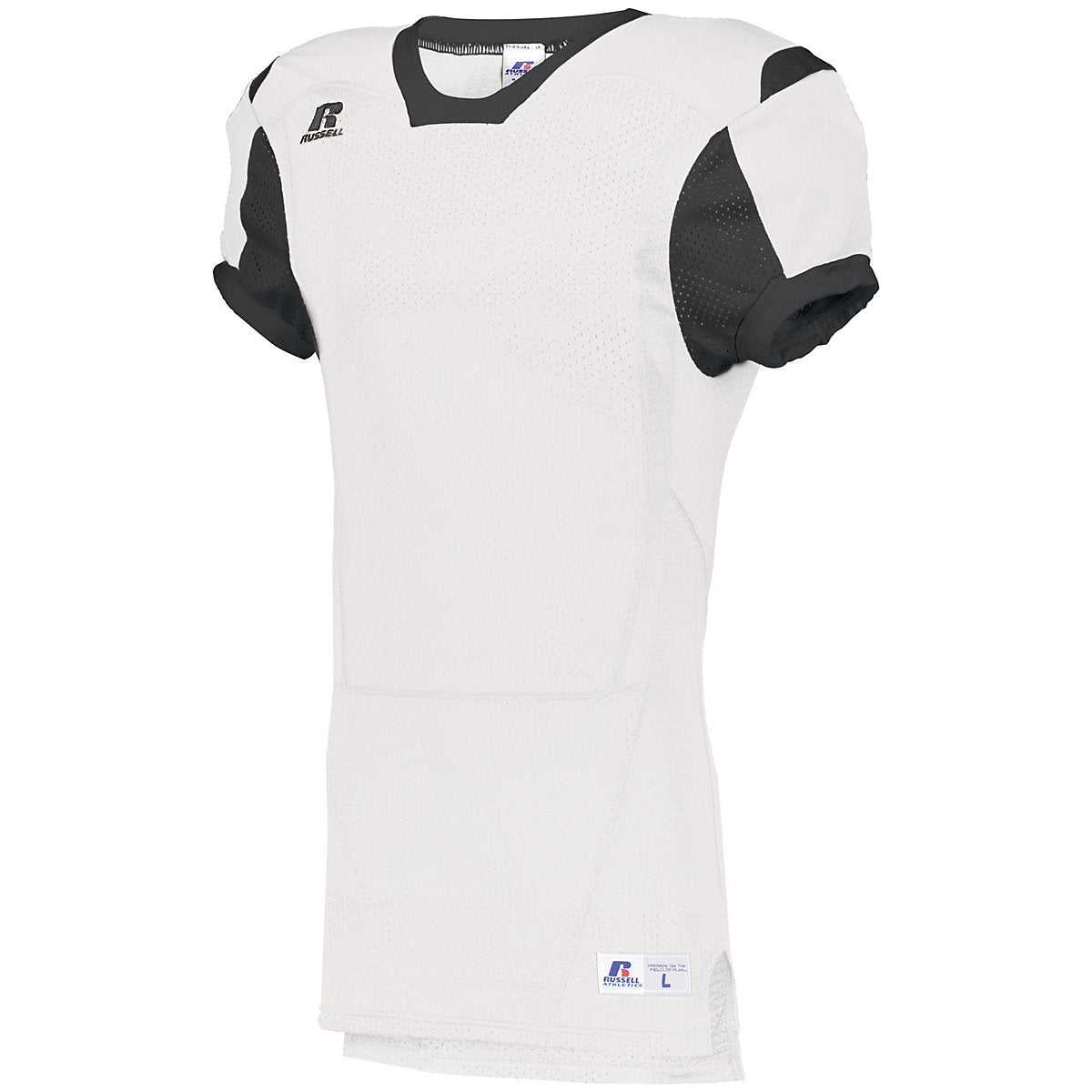 Russell S6793M Color Block Game Jersey - White Black - HIT a Double
