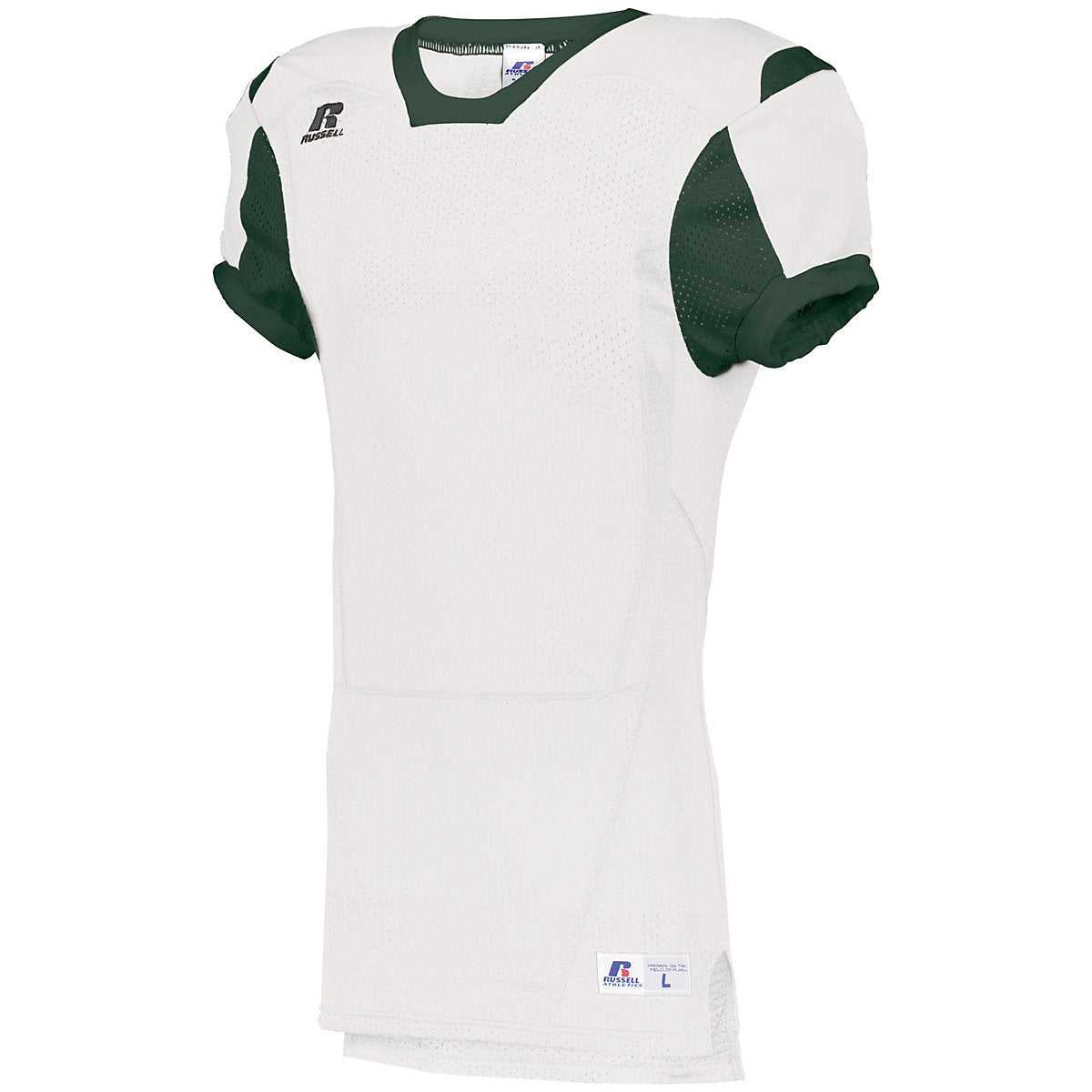 Russell S6793M Color Block Game Jersey - White Dark Green - HIT a Double