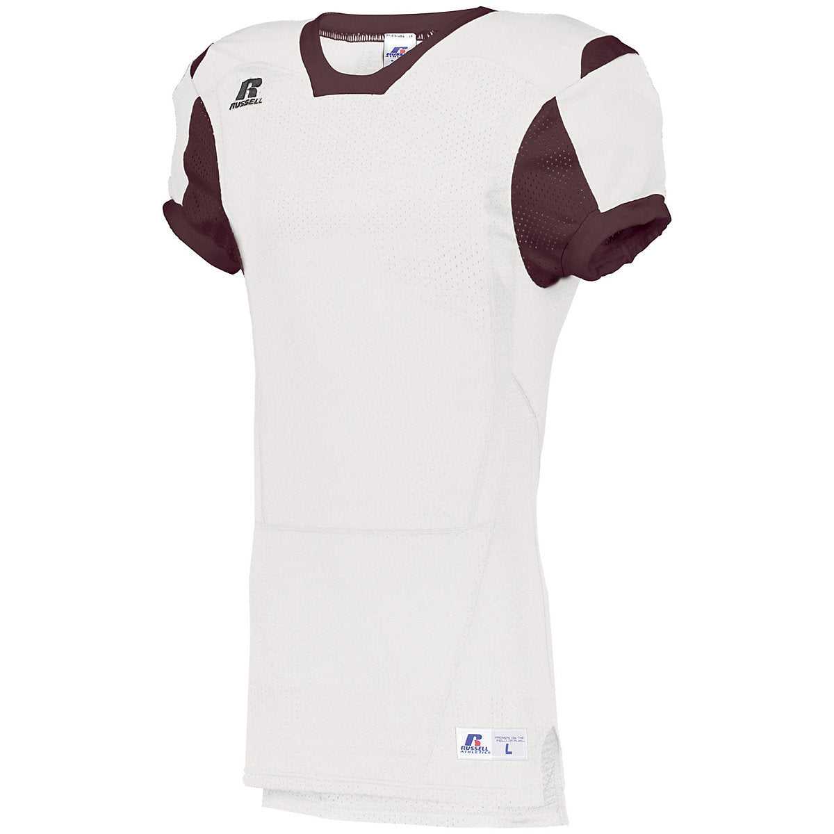 Russell S6793M Color Block Game Jersey - White Maroon - HIT a Double