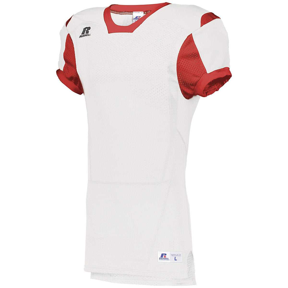 Russell S6793M Color Block Game Jersey - White True Red - HIT a Double