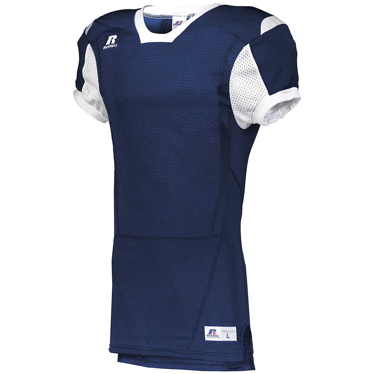 Russell S67AZW Youth Color Block Game Jersey - Navy White - HIT a Double