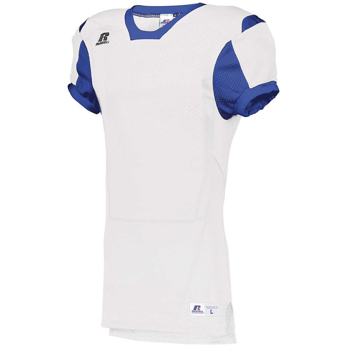Russell S67AZW Youth Color Block Game Jersey - White Royal - HIT a Double