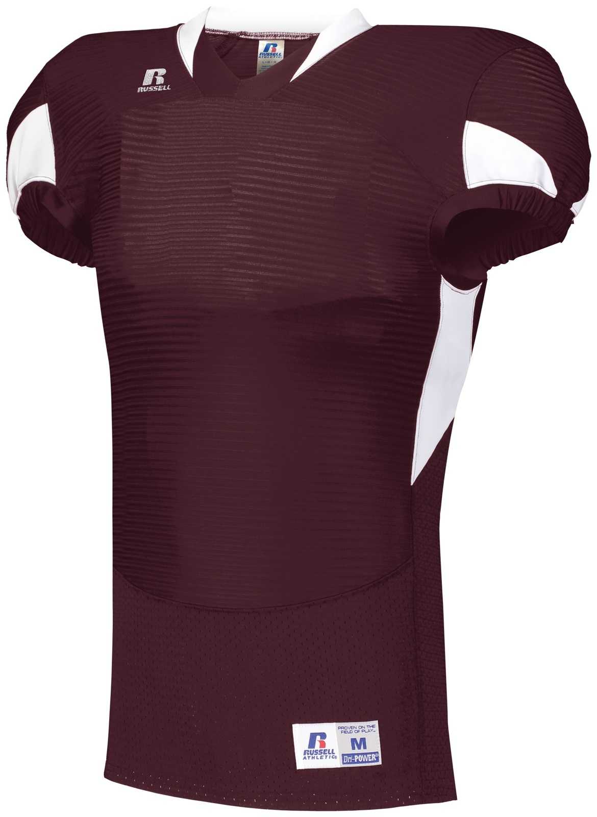 Russell S81XCM Waist Length Football Jersey - Maroon White - HIT a Double