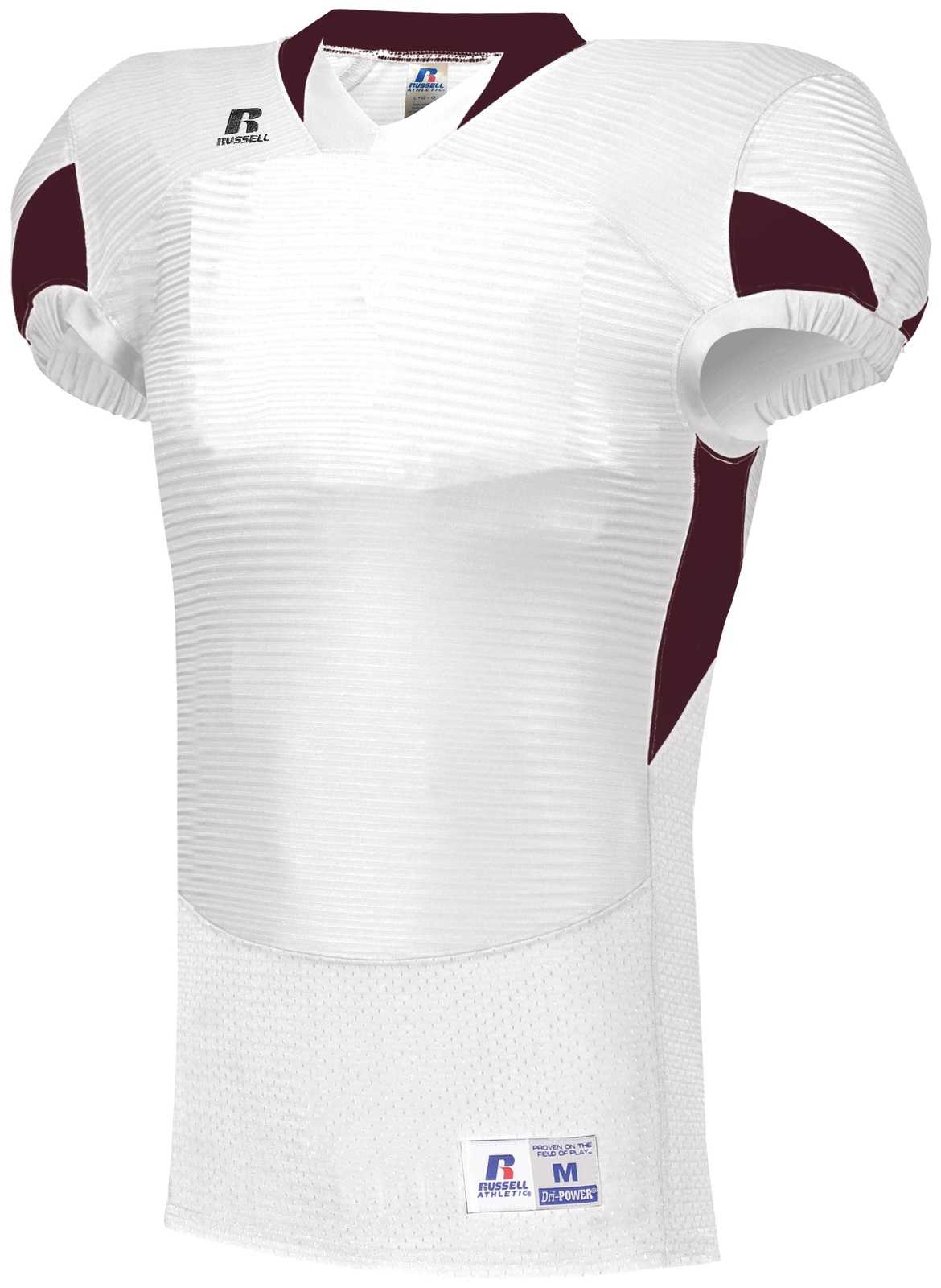 Russell S81XCM Waist Length Football Jersey - White Maroon - HIT a Double