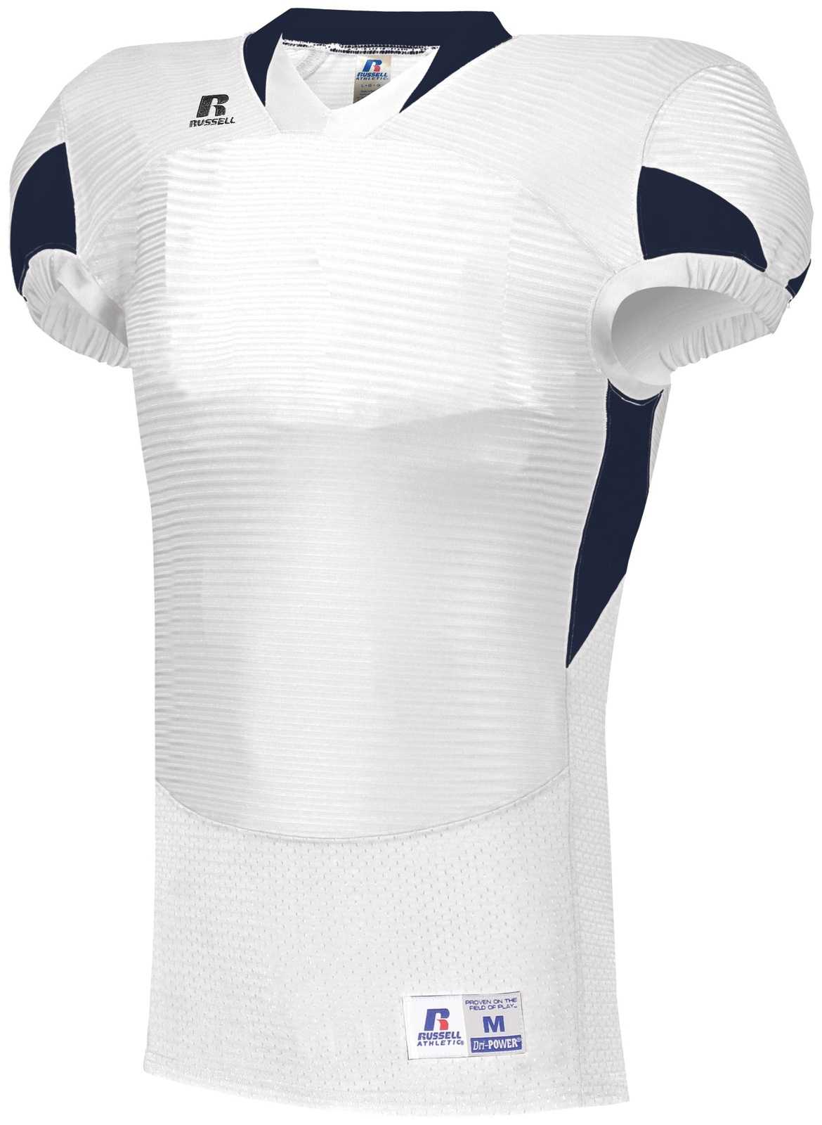 Russell S81XCM Waist Length Football Jersey - White Navy - HIT a Double