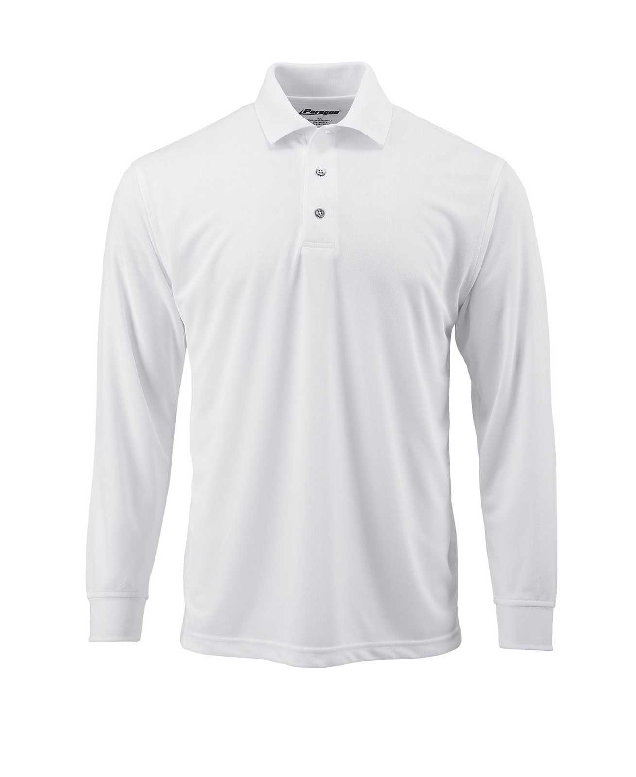 Paragon 110 Adult Long Sleeve Mesh Polo - White - HIT a Double