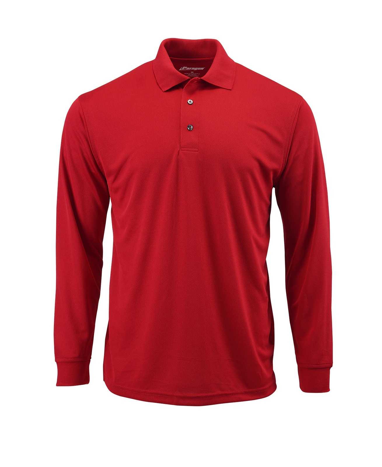 Paragon 110 Adult Long Sleeve Mesh Polo - Red - HIT a Double