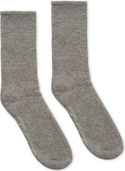 Socco SC200 USA-Made Solid Crew Socks - Heather Grey - HIT a Double - 1