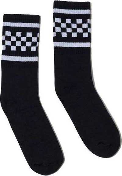Socco SC300 USA-Made Checkered Crew Socks - Black/ White - HIT a Double - 1