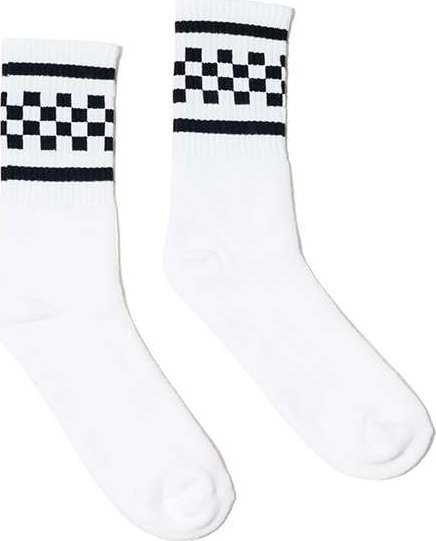 Socco SC300 USA-Made Checkered Crew Socks - White/ Black - HIT a Double - 1