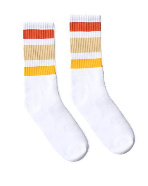 Socco SC100 USA-Made Striped Crew Socks - Sunset Shades - HIT a Double