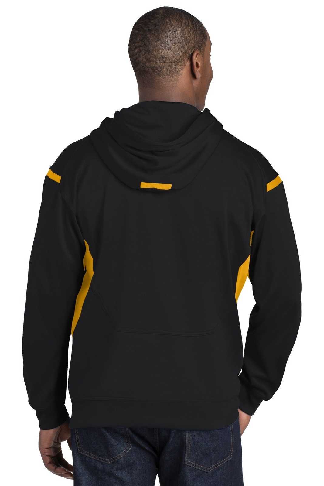 Sport-Tek F246 Tech Fleece Colorblock Hooded Sweatshirt - Black Gold - HIT a Double - 2