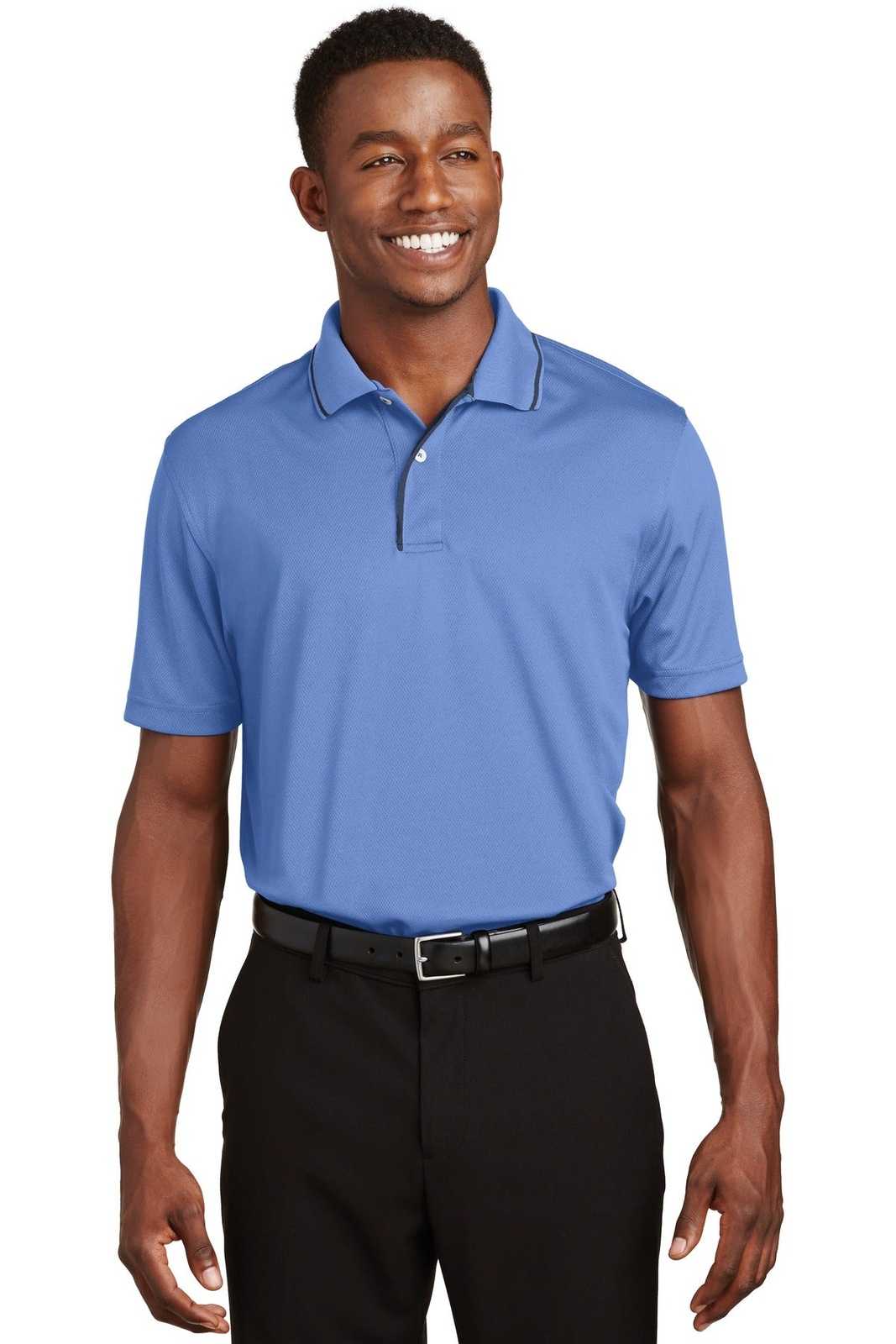 Sport-Tek K467 Dri-Mesh Polo with Tipped Collar and Piping - Blueberry Navy - HIT a Double - 1