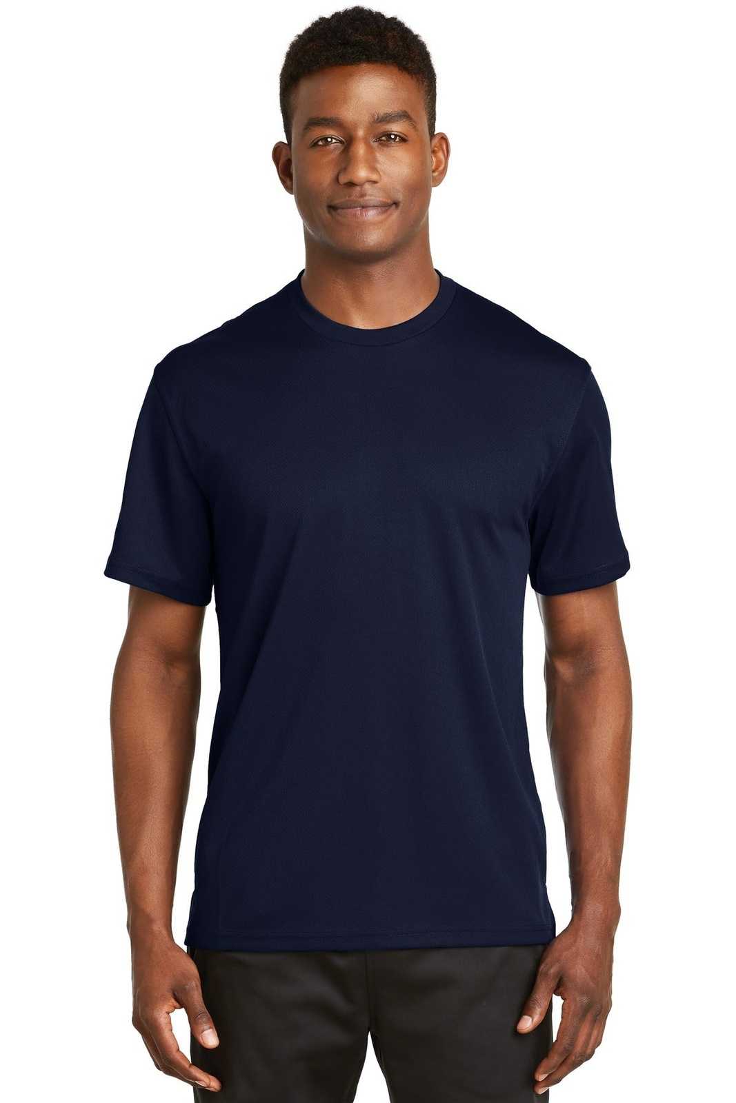 Sport-Tek K468 Dri-Mesh Short Sleeve T-Shirt - Navy - HIT a Double - 1