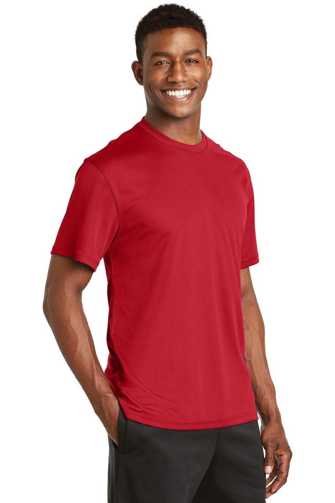 Sport-Tek K468 Dri-Mesh Short Sleeve T-Shirt - Red - HIT a Double - 2