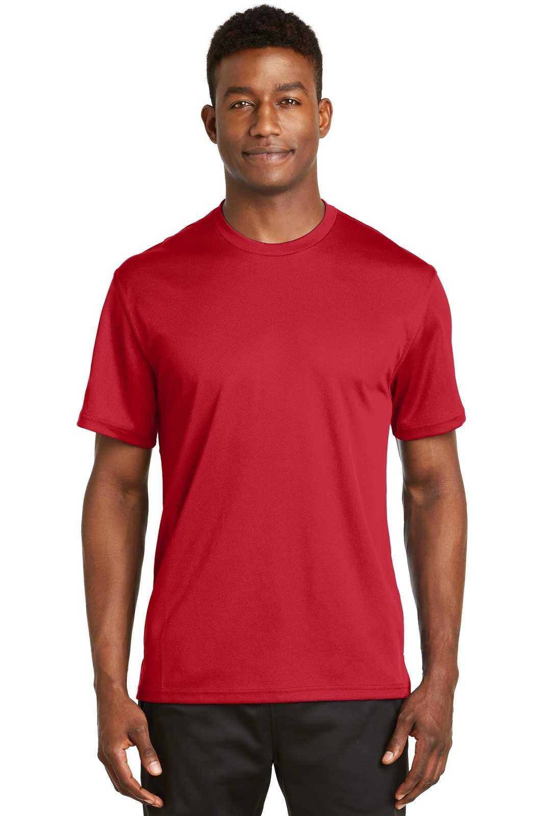 Sport-Tek K468 Dri-Mesh Short Sleeve T-Shirt - Red - HIT a Double - 1