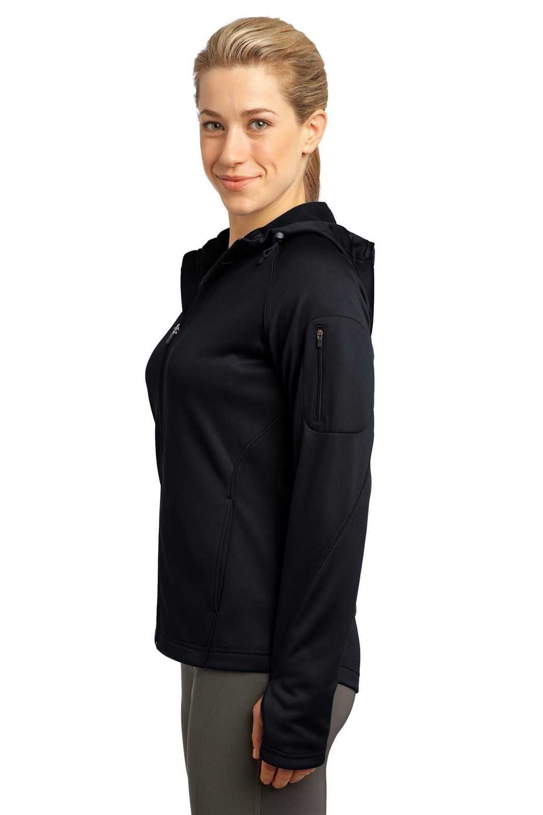 Sport-Tek L248 Ladies Tech Fleece Full-Zip Hooded Jacket - Black - HIT a Double - 3