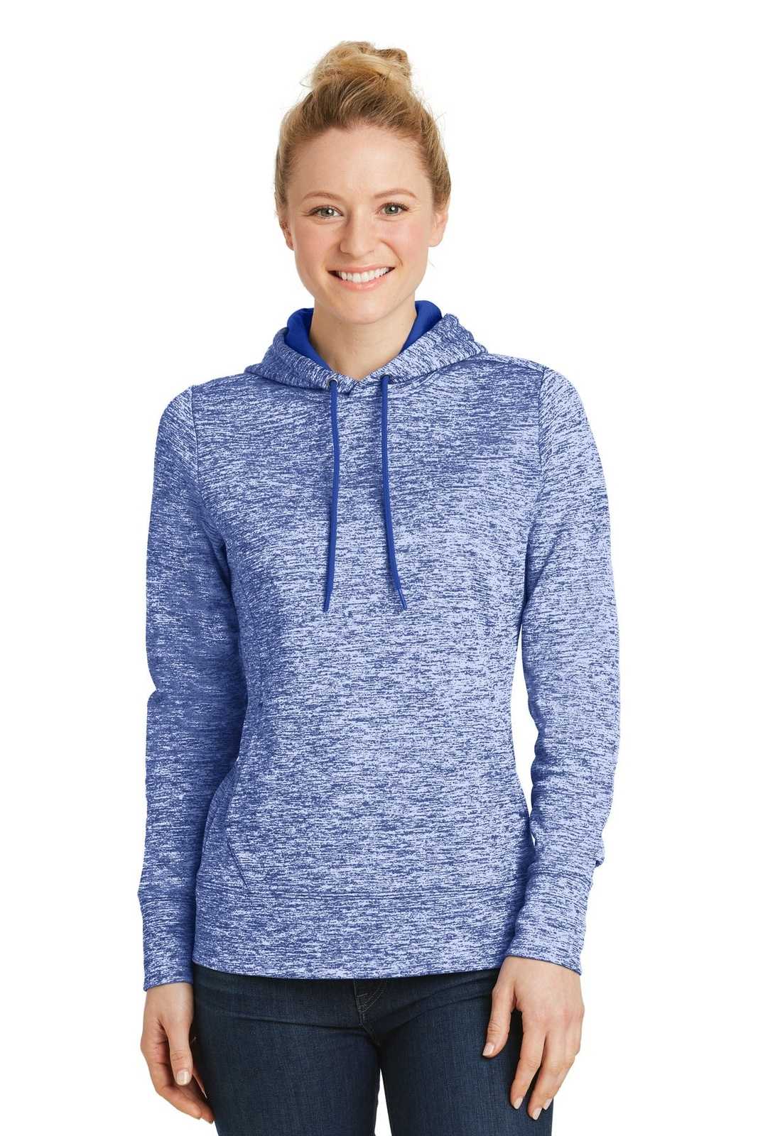 Sport-Tek LST225 Ladies PosiCharge Electric Heather Fleece Hooded Pullover - True Royal Electric - HIT a Double - 1