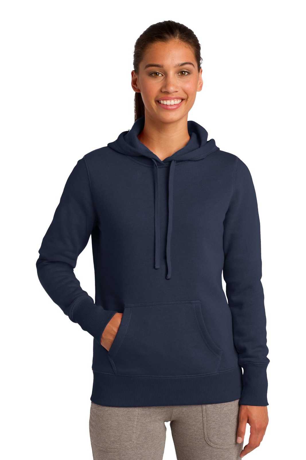 Sport-Tek LST254 Ladies Pullover Hooded Sweatshirt - True Navy - HIT a Double - 1