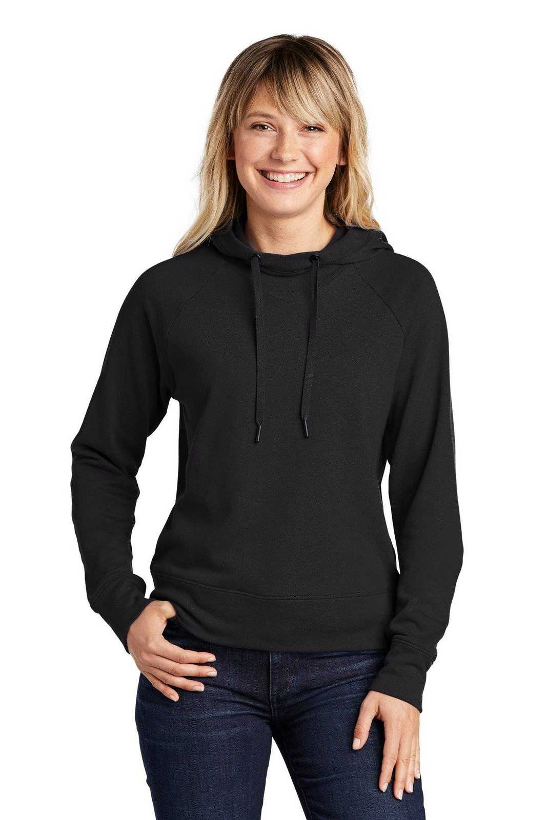 Sport-Tek LST272 Ladies Lightweight French Terry Pullover Hoodie - Black - HIT a Double - 1
