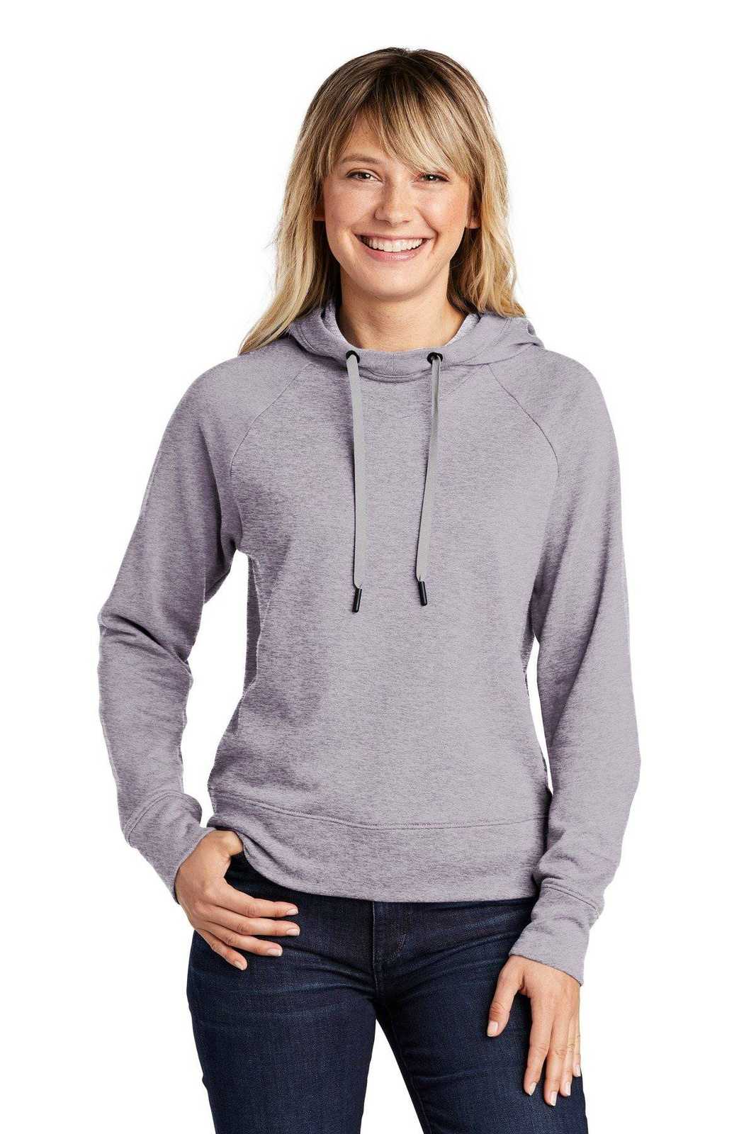 Sport-Tek LST272 Ladies Lightweight French Terry Pullover Hoodie - Heather Gray - HIT a Double - 1