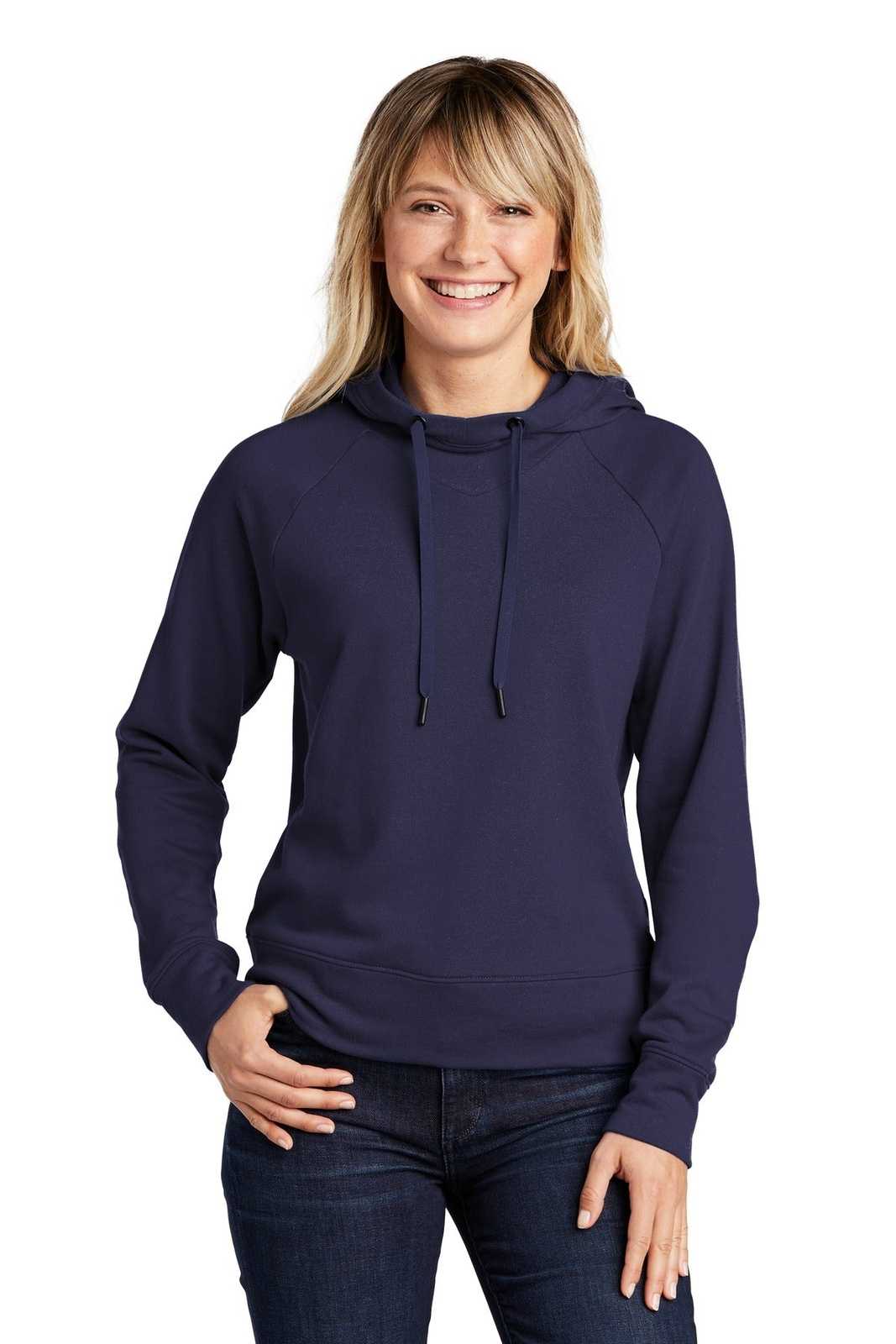 Sport-Tek LST272 Ladies Lightweight French Terry Pullover Hoodie - True Navy - HIT a Double - 1