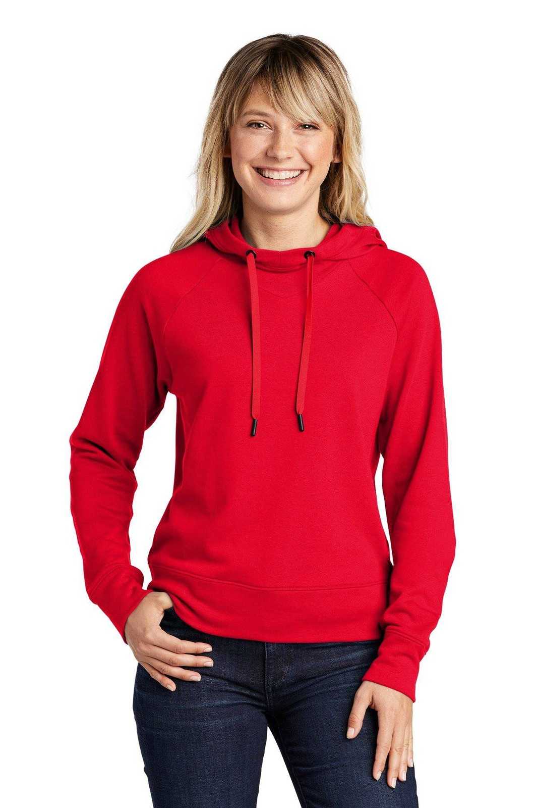 Sport-Tek LST272 Ladies Lightweight French Terry Pullover Hoodie - True Red - HIT a Double - 1