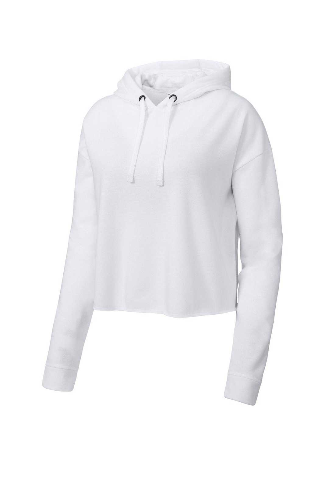 Sport-Tek LST298 Ladies PosiCharge Tri-Blend Wicking Fleece Crop Hooded Pullover - White Triad Solid - HIT a Double - 3