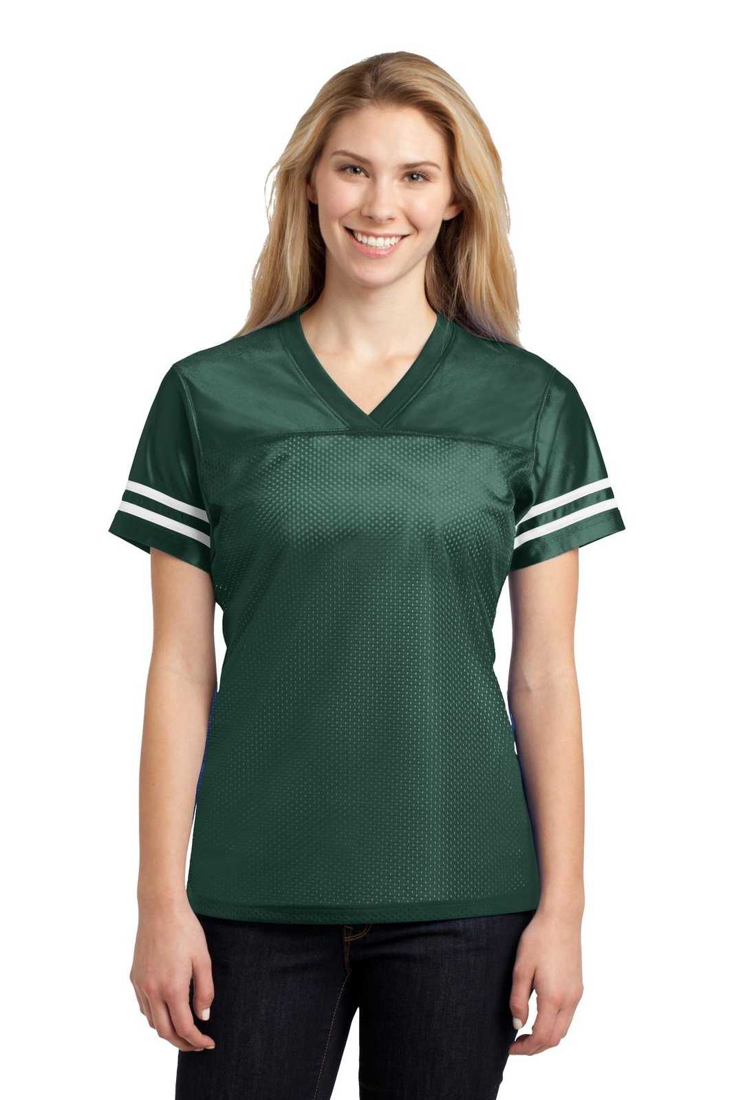 Sport-Tek LST307 Ladies PosiCharge Replica Jersey - Forest Green White - HIT a Double - 1