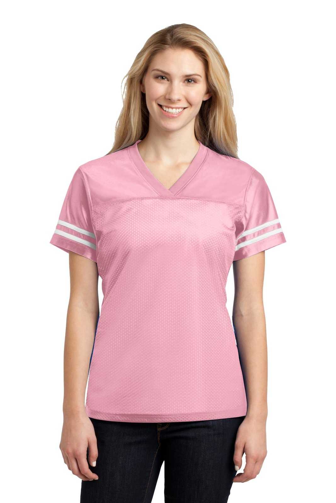 Sport-Tek LST307 Ladies PosiCharge Replica Jersey - Light Pink White - HIT a Double - 1