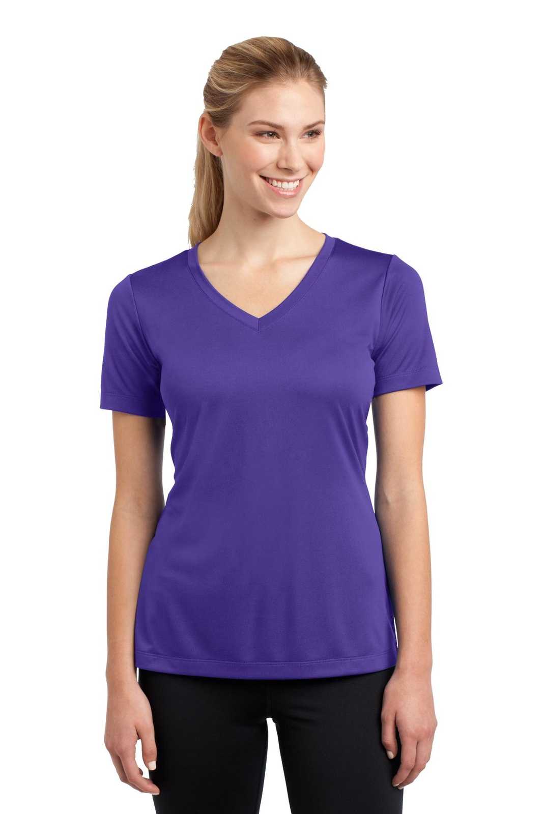 Sport-Tek LST353 Ladies PosiCharge Competitor V-Neck Tee - Purple - HIT a Double - 1