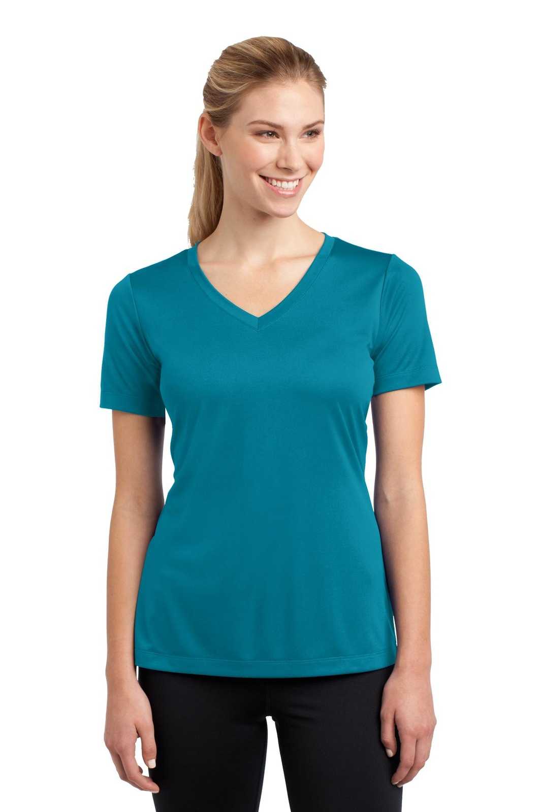 Sport-Tek LST353 Ladies PosiCharge Competitor V-Neck Tee - Tropic Blue - HIT a Double - 1