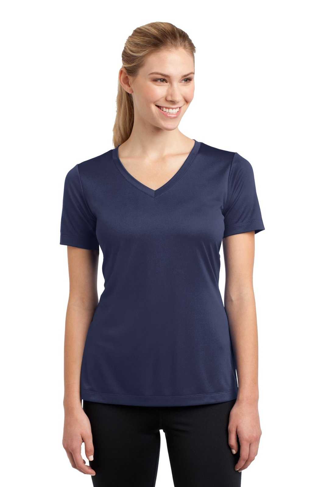Sport-Tek LST353 Ladies PosiCharge Competitor V-Neck Tee - True Navy - HIT a Double - 1