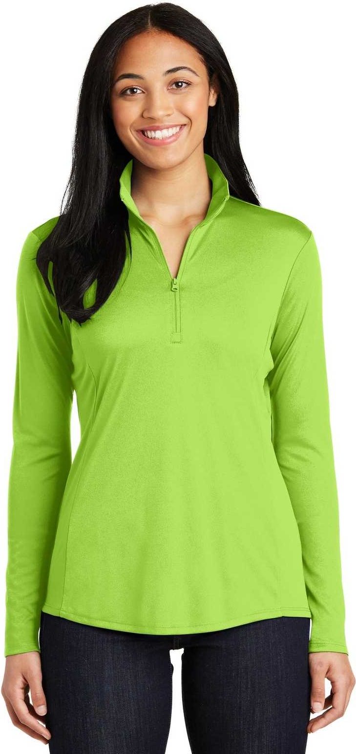 Sport-Tek LST357 Ladies PosiCharge Competitor 1/4-Zip Pullover - Lime Shock - HIT a Double - 1