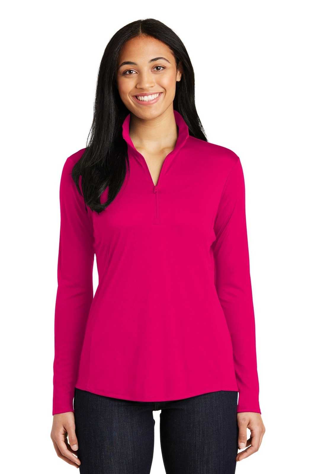 Sport-Tek LST357 Ladies PosiCharge Competitor 1/4-Zip Pullover - Pink Raspberry - HIT a Double - 1