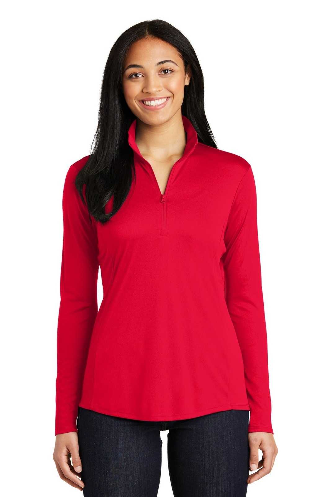 Sport-Tek LST357 Ladies PosiCharge Competitor 1/4-Zip Pullover - True Red - HIT a Double - 1