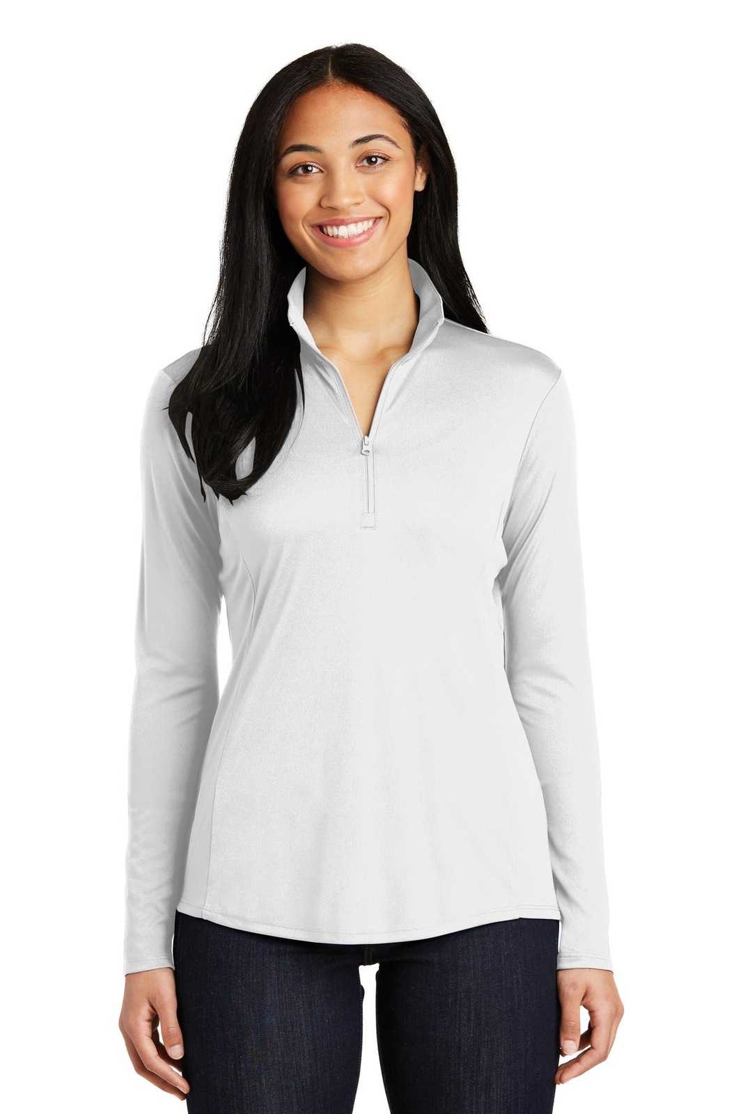 Sport-Tek LST357 Ladies PosiCharge Competitor 1/4-Zip Pullover - White - HIT a Double - 1