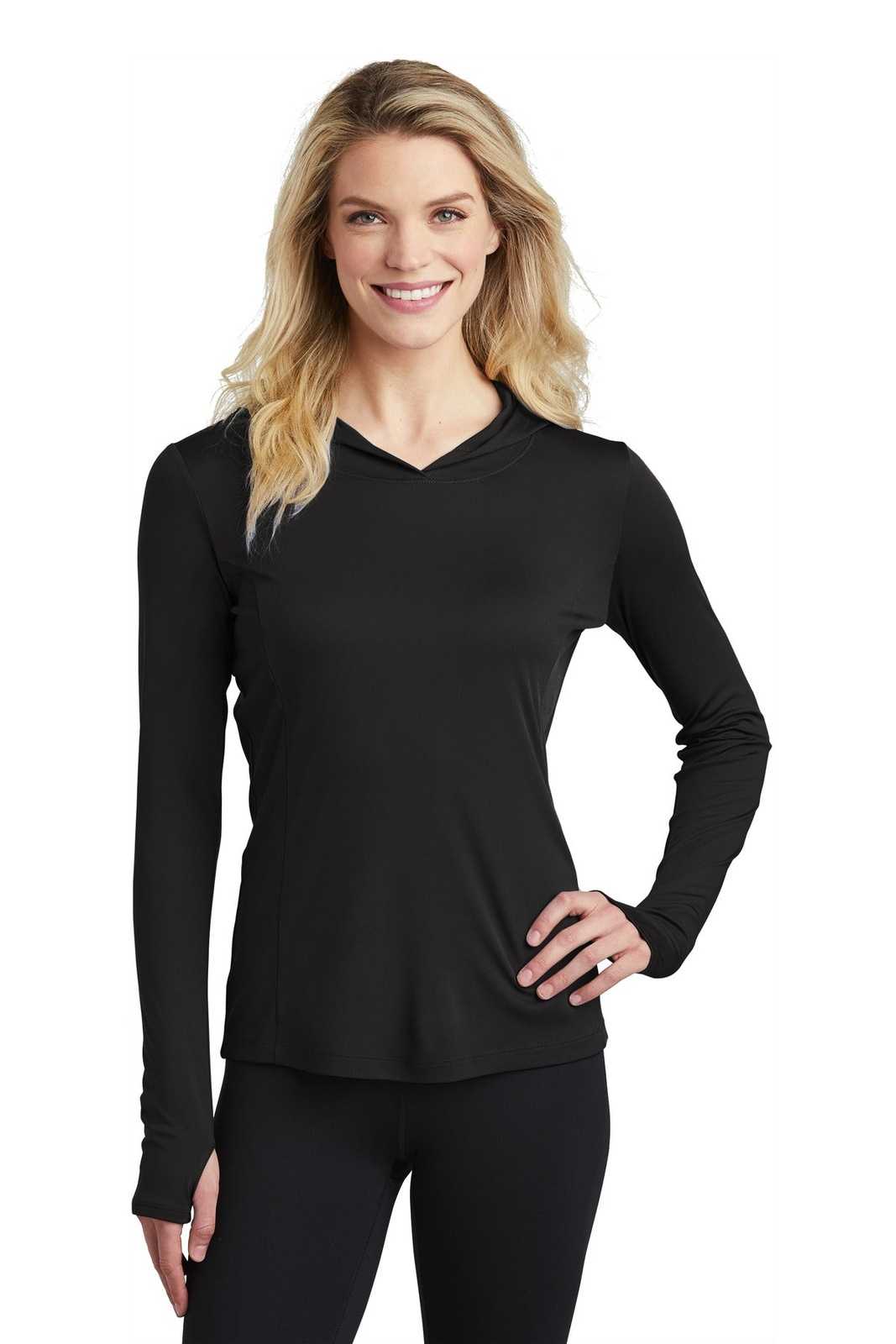 Sport-Tek LST358 Ladies PosiCharge Competitor Hooded Pullover - Black - HIT a Double - 1