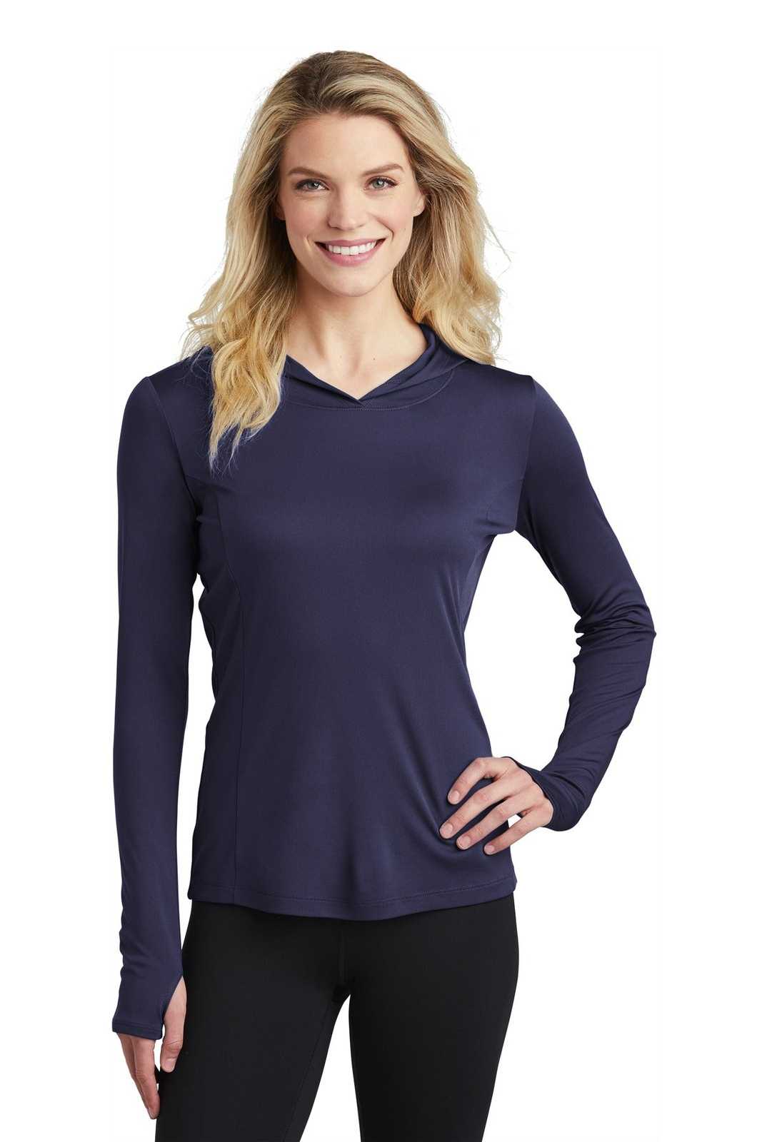Sport-Tek LST358 Ladies PosiCharge Competitor Hooded Pullover - True Navy - HIT a Double - 1