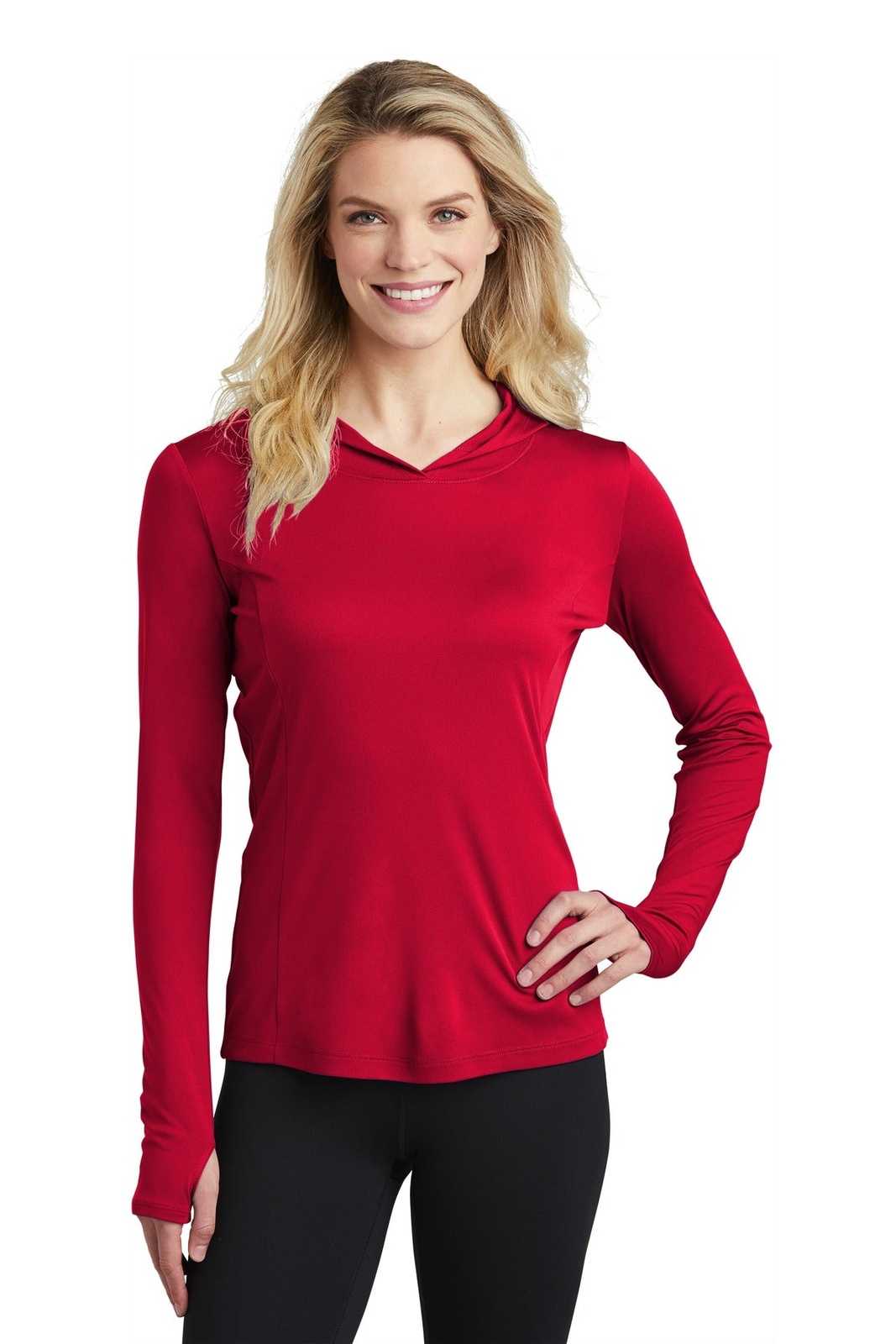 Sport-Tek LST358 Ladies PosiCharge Competitor Hooded Pullover - True Red - HIT a Double - 1