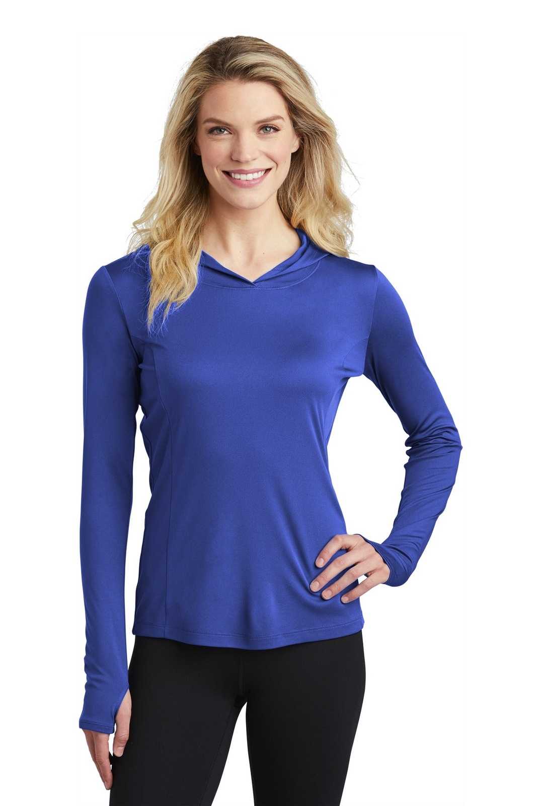 Sport-Tek LST358 Ladies PosiCharge Competitor Hooded Pullover - True Royal - HIT a Double - 1