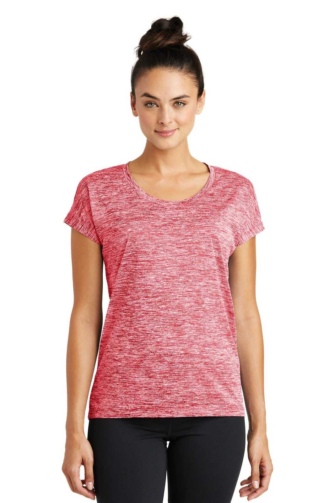 Sport-Tek LST390 Ladies PosiCharge Electric Heather Sporty Tee - Deep Red Electric - HIT a Double - 1