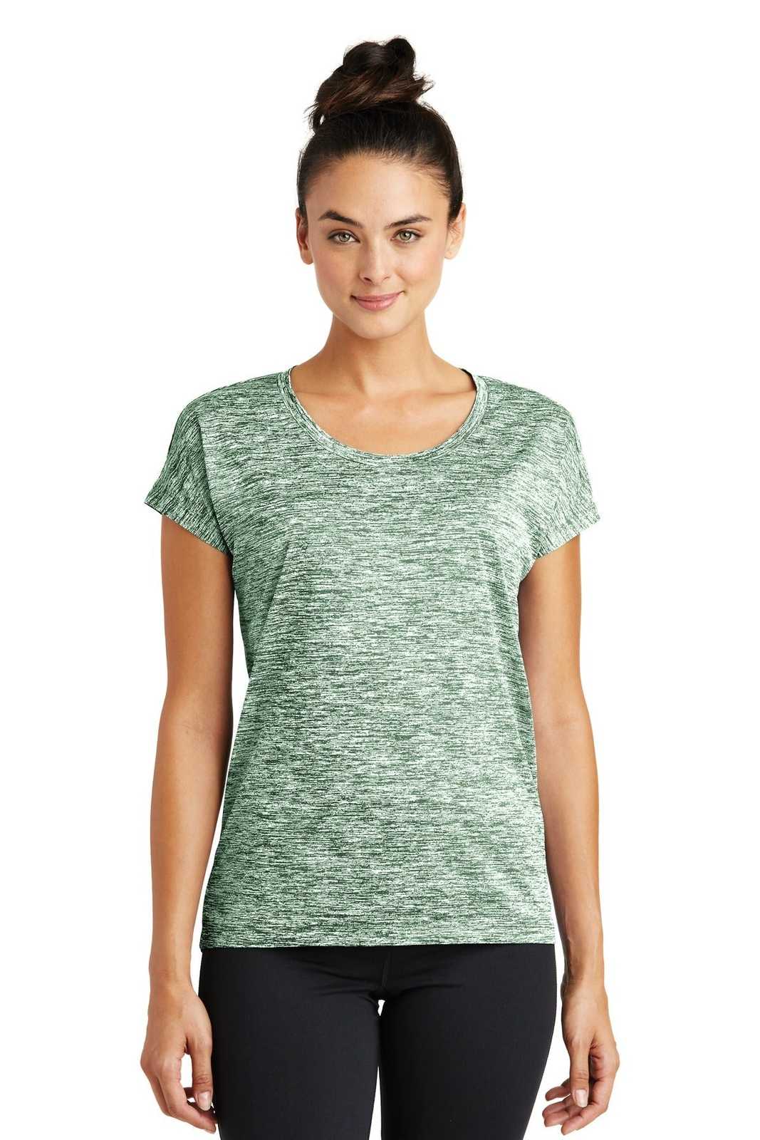 Sport-Tek LST390 Ladies PosiCharge Electric Heather Sporty Tee - Forest Green Electric - HIT a Double - 1