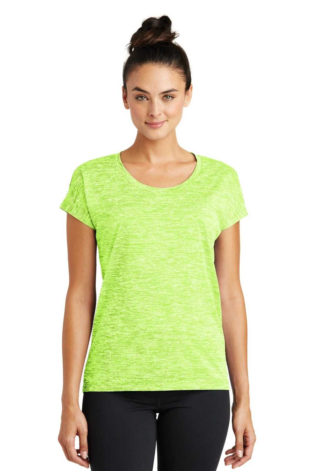 Sport-Tek LST390 Ladies PosiCharge Electric Heather Sporty Tee - Lime Shock Electric - HIT a Double - 1